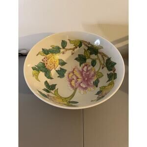 Vintage 10" Mailtland Smith Porcelain Bowl w/Hand-Painted Florals Design